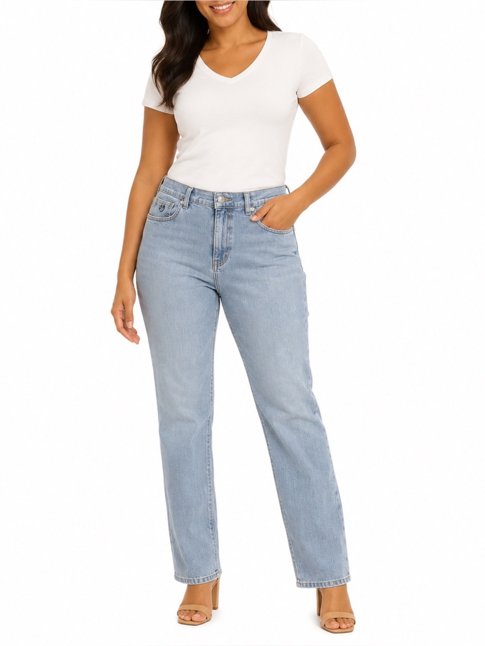 Gloria Vanderbilt Amanda Light Wash Straight Leg Stretch Jeans Size 10